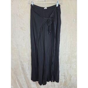 No Boundaries Black Crochet Trim Wrap Front Wide Leg Boho Pants NJ278618X